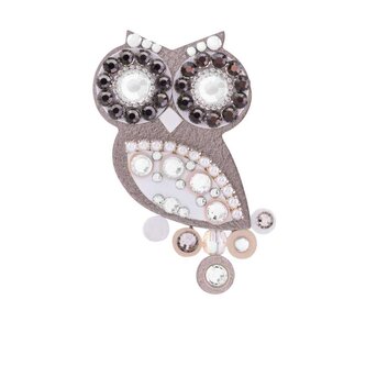 Originální brož šedá metalická Sovička Sovičky
