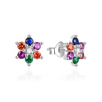 Stříbrné náušnice Kytičky s barevnými zirkony AGT-E062PC Agato
