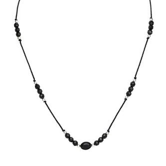 Šňůrkový náhrdelník s korálky z onyxu HE18K3S-BK Agato
