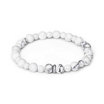 Korálkový náramek z bílého howlitu MINK156/17 Agato