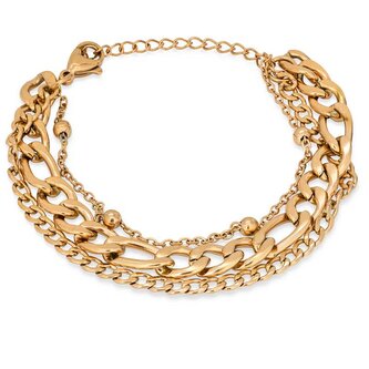 Luxusní trojitý náramek z pozlacené oceli Troli