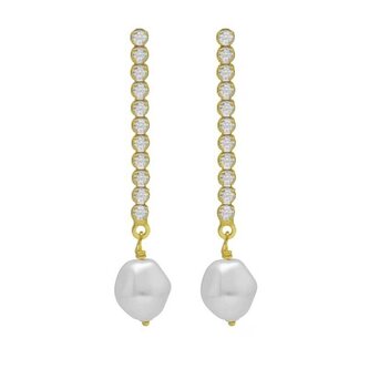 Luxusní visací náušnice s krystaly a barokní perlou Purpose A4666-07DT Victoria Cruz