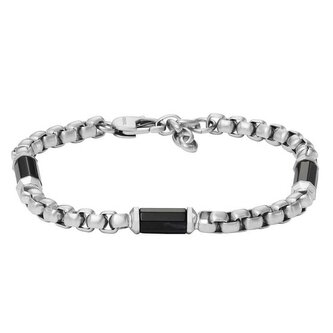 Pánský ocelový náramek s achátem All Stacked Up JF04604040 Fossil