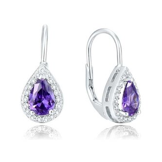 Stříbrné náušnice s fialovými zirkony AGUC2232 Beneto
