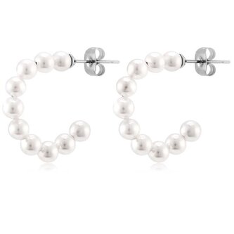 Kruhové ocelové náušnice s perlami VAAJDE201396G Troli