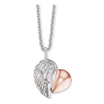 Stříbrný bicolor náhrdelník Srdce s křídlem a zirkony ERN-LILHEARTWBI Engelsrufer