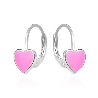Stříbrné dívčí náušnice Růžová srdíčka AGT-ED023L Agato