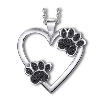 Hravý náhrdelník Srdce s tlapkami 30257.JET.R Crystalp