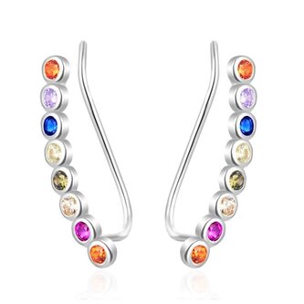 Podélné stříbrné náušnice s barevnými zirkony AGT-E027VC Agato
