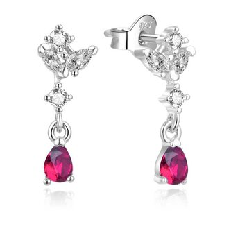Výrazné stříbrné náušnice s fuchsiovými zirkony AGUP2183/GL Beneto