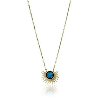 Propracovaný pozlacený náhrdelník s tyrkysem EWN23037G Emily Westwood