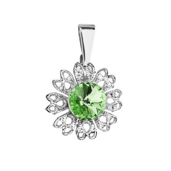 Třpytivý přívěsek se zeleným krystalem Swarovski Květina 54032.3 peridot Evolution Group