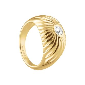 Luxusní pozlacený prsten z oceli s krystaly Solitaire JRBT Rosefield / Obvod: 54 mm - 54 mm