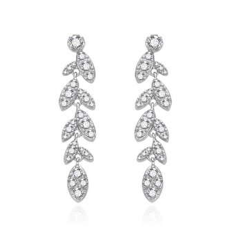 Třpytivé stříbrné náušnice se zirkony AGT-E159PW Agato