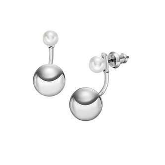 Třpytivé stříbrné náušnice Bold Links JOA00927040 Fossil