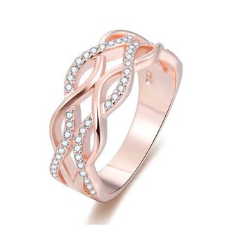 Růžově pozlacený stříbrný prsten se zirkony AGG333 Beneto / Obvod: 54 mm - 54 mm