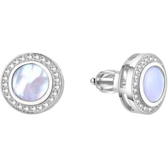 Stříbrné třpytivé náušnice s perletí TAGUP1469S Beneto