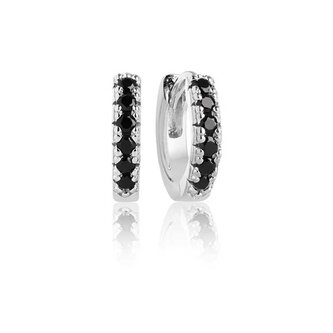 Nadčasové stříbrné náušnice kruhy se zirkony Ellera SJ-E1066-BK Sif Jakobs / Průměr: 2 cm