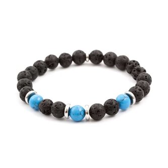 Korálkový náramek z howlitu a lávového kamene MINK56 Agato / Délka: 19 cm