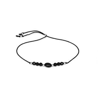 Šňůrkový náramek s korálky z onyxu HE18R3S-BK Agato