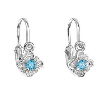 Stříbrné dětské náušnice s modrými zirkony 11175.3 Evolution Group