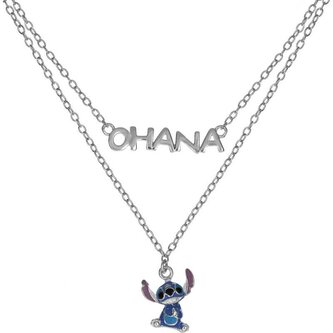 Dvojitý stříbrný náhrdelník Stitch Lilo & Stitch NS00059SRHL-17.CS (řetízek, přívěsek) Disney