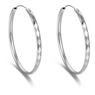 Nadčasové kruhové náušnice ze stříbra AGUC2271 Beneto / Průměr: 4,5 cm