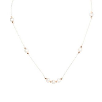 Krásný šňůrkový náhrdelník s perlami HE03K3RG-WH Agato
