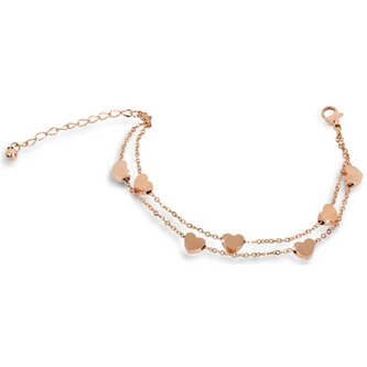 Srdíčkový náramek z růžově pozlacené oceli Troli