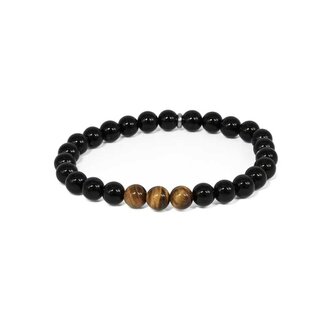 Korálkový náramek z onyxu a tygřího oka MINK141/21 Agato