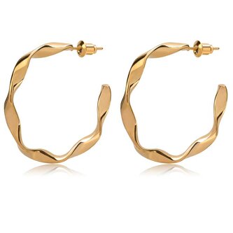 Módní pozlacené náušnice kruhy z oceli Troli