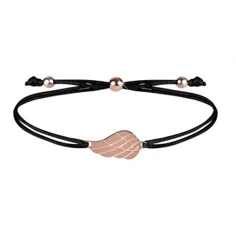 Šňůrkový náramek s andělským křídlem černá/bronzová Troli