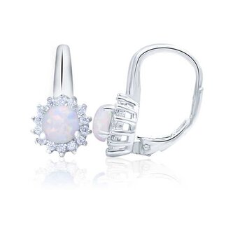 Stříbrné náušnice se syntetickými opály a čirými krystaly AGUC1205 Beneto