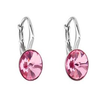 Růžové oválné náušnice s krystaly Swarovski 31276.3 rose Evolution Group