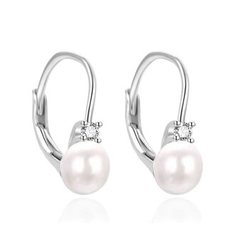 Stříbrné dívčí náušnice s pravou perlou AGT-E115LW-P Agato