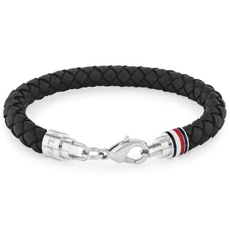 Elegantní pánský náramek z černé kůže Tyson 2790545 Tommy Hilfiger