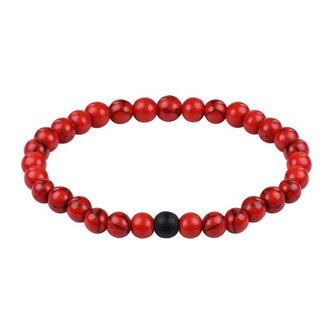 Korálkový náramek z červeného howlitu a onyxu Troli / Délka: 20 cm