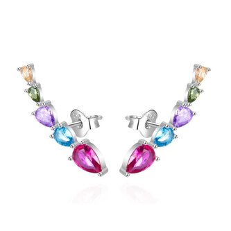 Stříbrné podélné náušnice s barevnými zirkony AGT-E133PC Agato