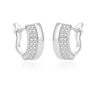 Nadčasové stříbrné náušnice se zirkony AGUC1448 Beneto