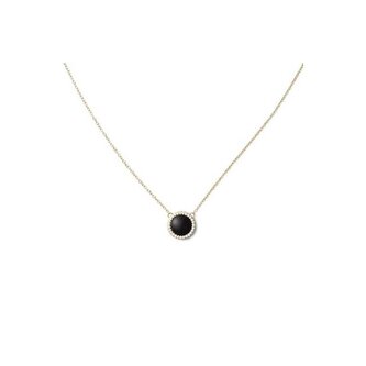 Krásný pozlacený náhrdelník s černým achátem a krystaly Audrey DW00401444 Daniel Wellington