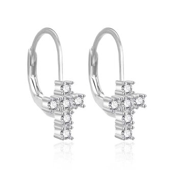 Stříbrné visací náušnice Křížek AGT-E110LW Agato