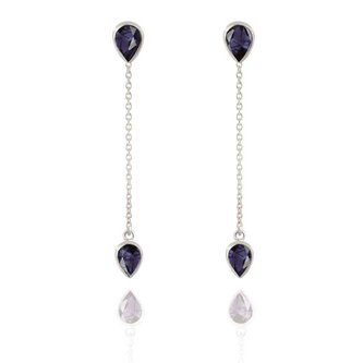 Půvabné dlouhé stříbrné náušnice se safíry SAFAGUP2719 Beneto Exclusive