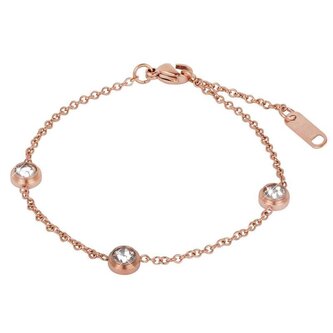 Růžově pozlacený ocelový náramek s třpytivými ozdobami Troli