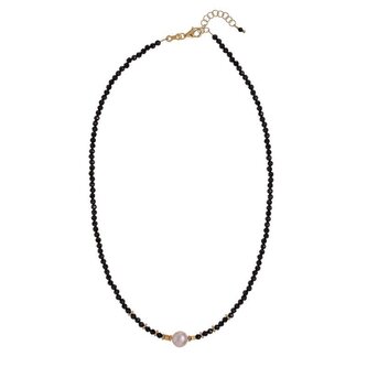Korálkový náhrdelník z černého spinelu s pravou perlou AL4107-Oro-Spinello Alisia