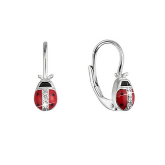 Krásné stříbrné náušnice Berušky se zirkony 11534.1 Evolution Group