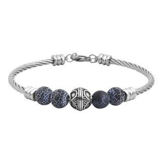 Stylový ocelový náramek s korálky VEDB0291S-A Troli