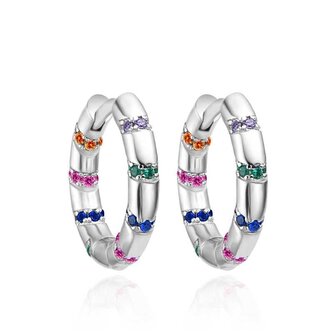 Hravé kruhové náušnice s barevnými zirkony AGT-E252KC Agato