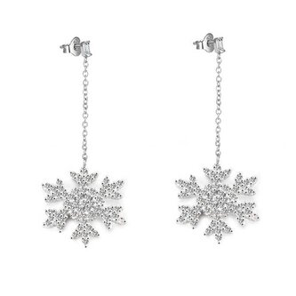 Blyštivé stříbrné náušnice Sněhové vločky AGUP2753 Beneto