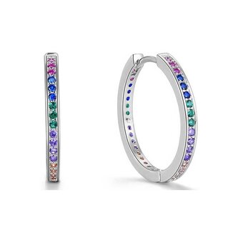 Kruhové náušnice ze stříbra se zirkony AGUC2236 Beneto