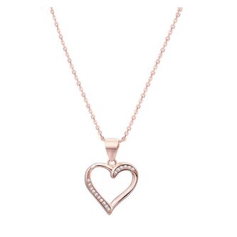 Růžově pozlacený stříbrný náhrdelník se srdcem AGS289/47-ROSE (řetízek, přívěsek) Beneto